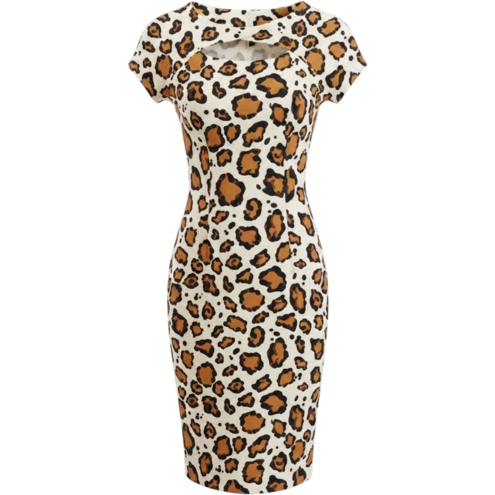 Disney The Dress Shop Leopard Print Women S Tan Hidden Mickey Keyhole Stretch
